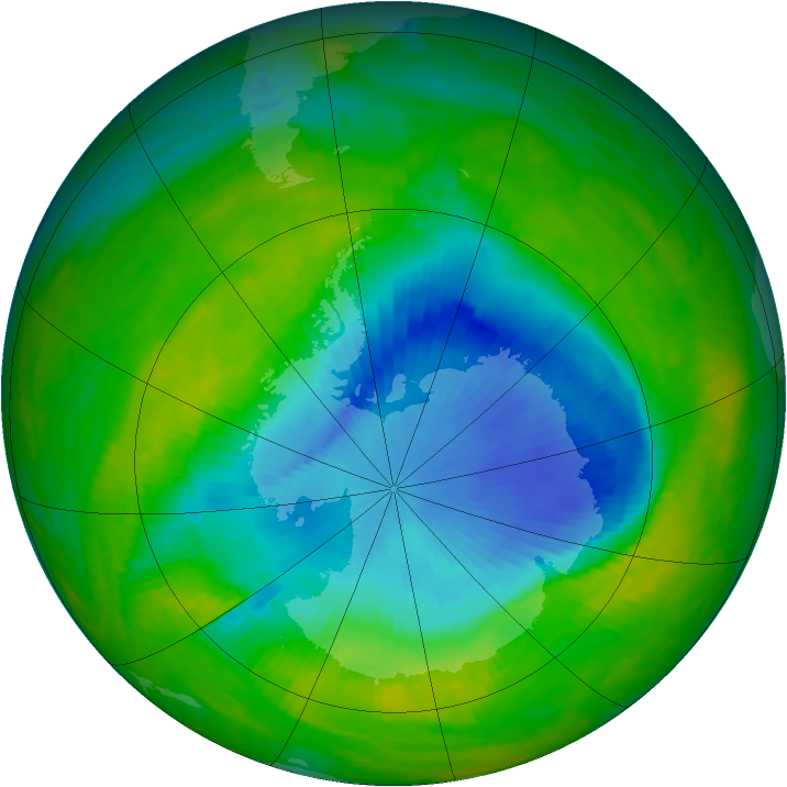 Antarctic ozone map for 18 November 2003